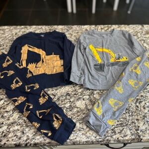 Kids Long Sleeve Construction Print Pajama Set